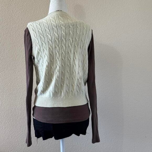 SOLD knit cream cable knit sweater vest - Picture 3 of 4